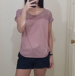 Pink Top w/ Lace Insert
